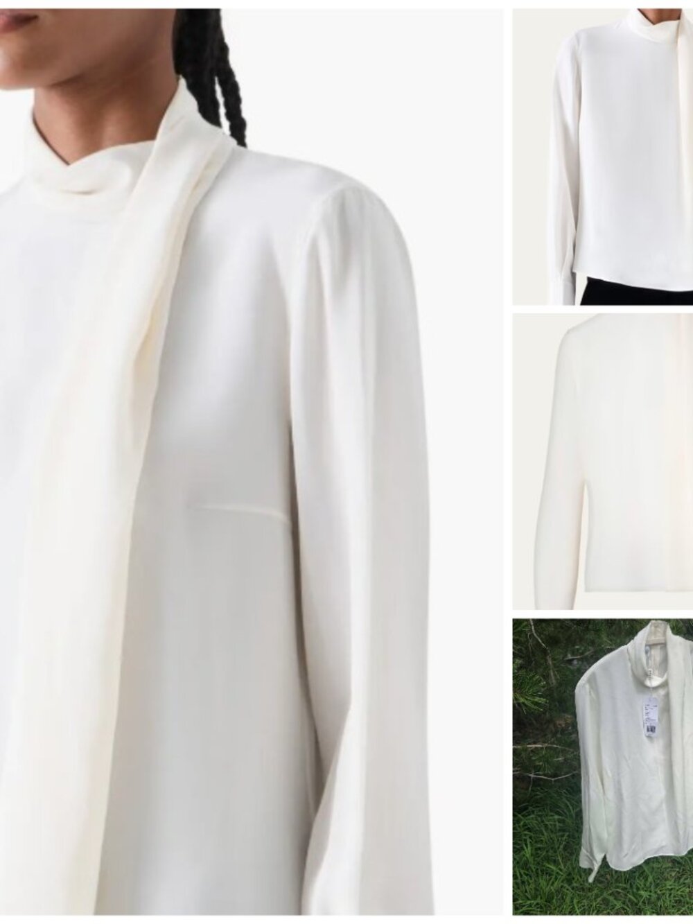 Akris Punto - Long-Sleeve Silk Scarf Blouse - size 6 - NEW with tags